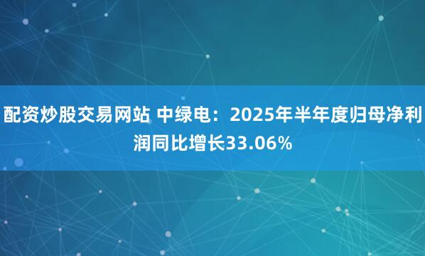 配资炒股交易网站 中绿电：2025年半年度归母净利润同比增长33.06%